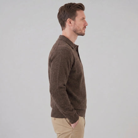 Herren Strickpullover mit Polokragen und Dreiknopfleiste