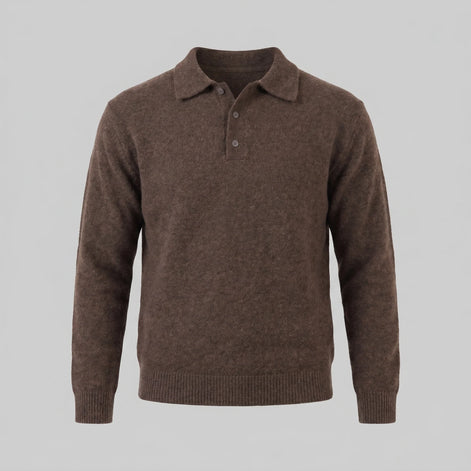 Herren Strickpullover mit Polokragen und Dreiknopfleiste