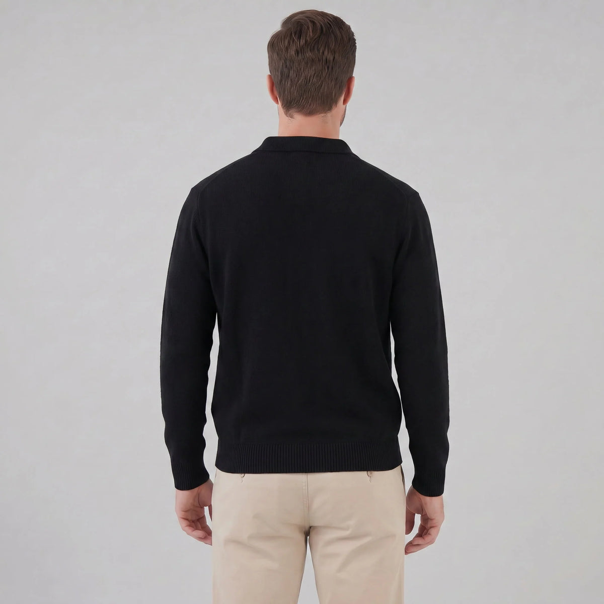 Herren Strickpullover mit Polokragen und Dreiknopfleiste