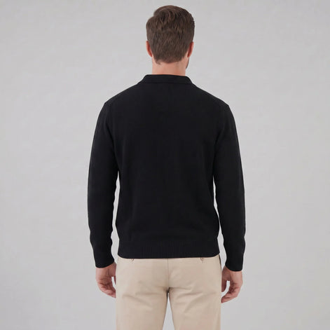 Herren Strickpullover mit Polokragen und Dreiknopfleiste