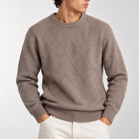 Herren Strickpullover mit Rautenmuster und Rundhalsausschnitt