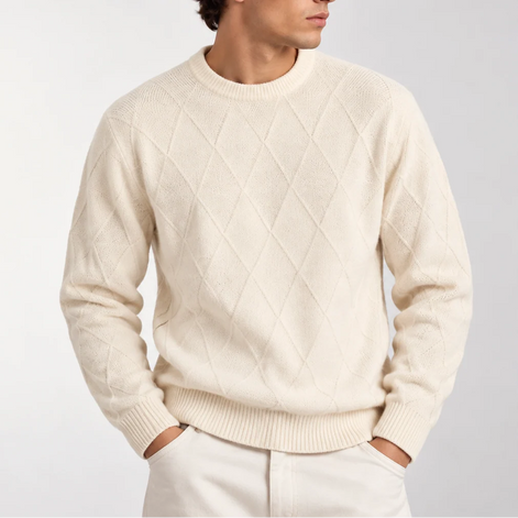 Herren Strickpullover mit Rautenmuster und Rundhalsausschnitt