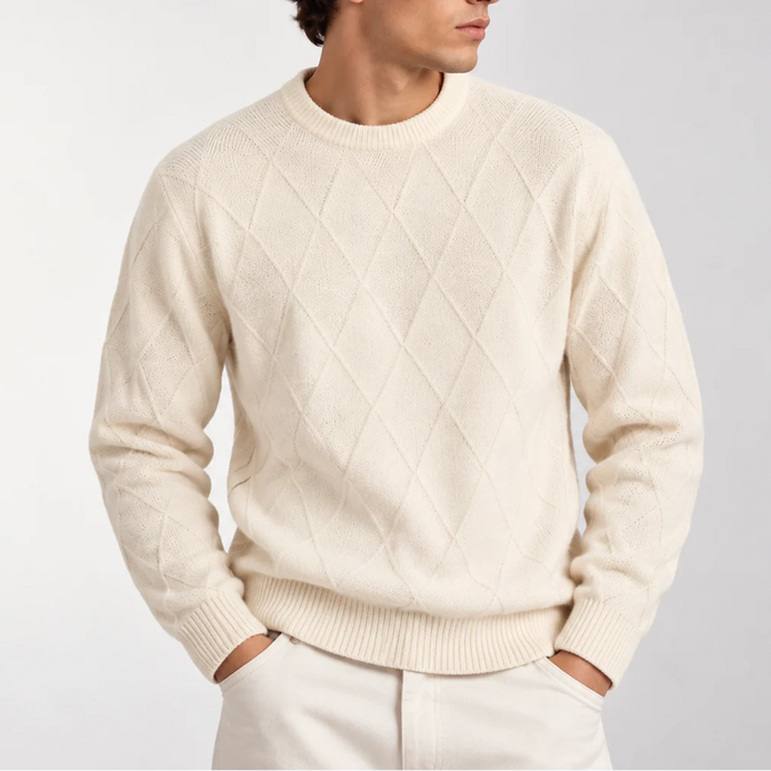 Herren Strickpullover mit Rautenmuster und Rundhalsausschnitt