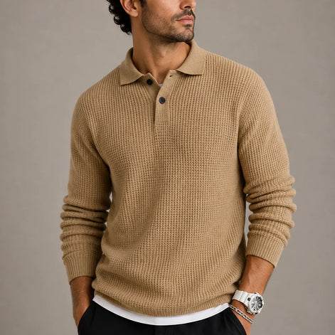 Herren Strickpullover mit Reverskragen Slim Fit