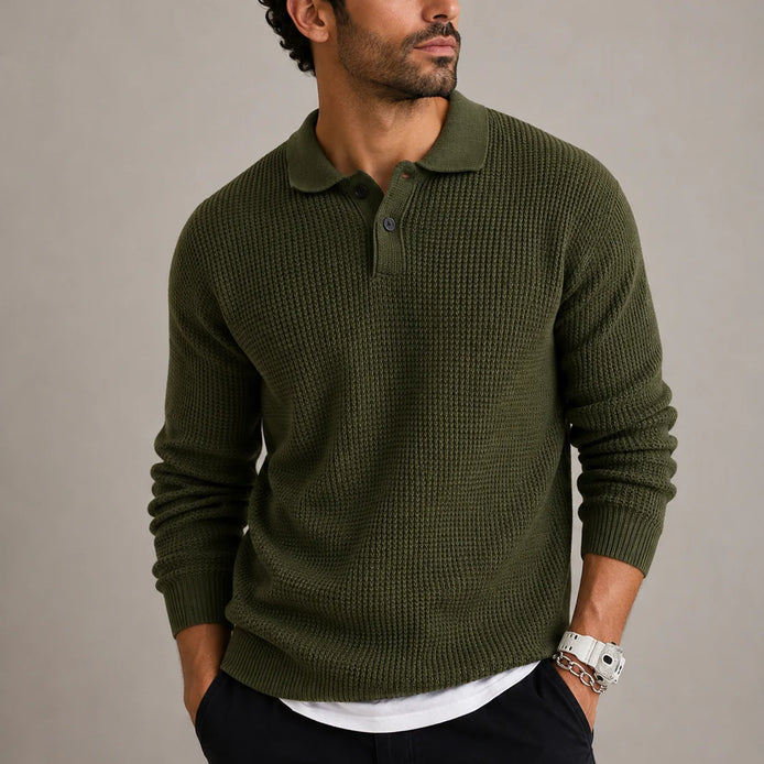 Herren Strickpullover mit Reverskragen Slim Fit
