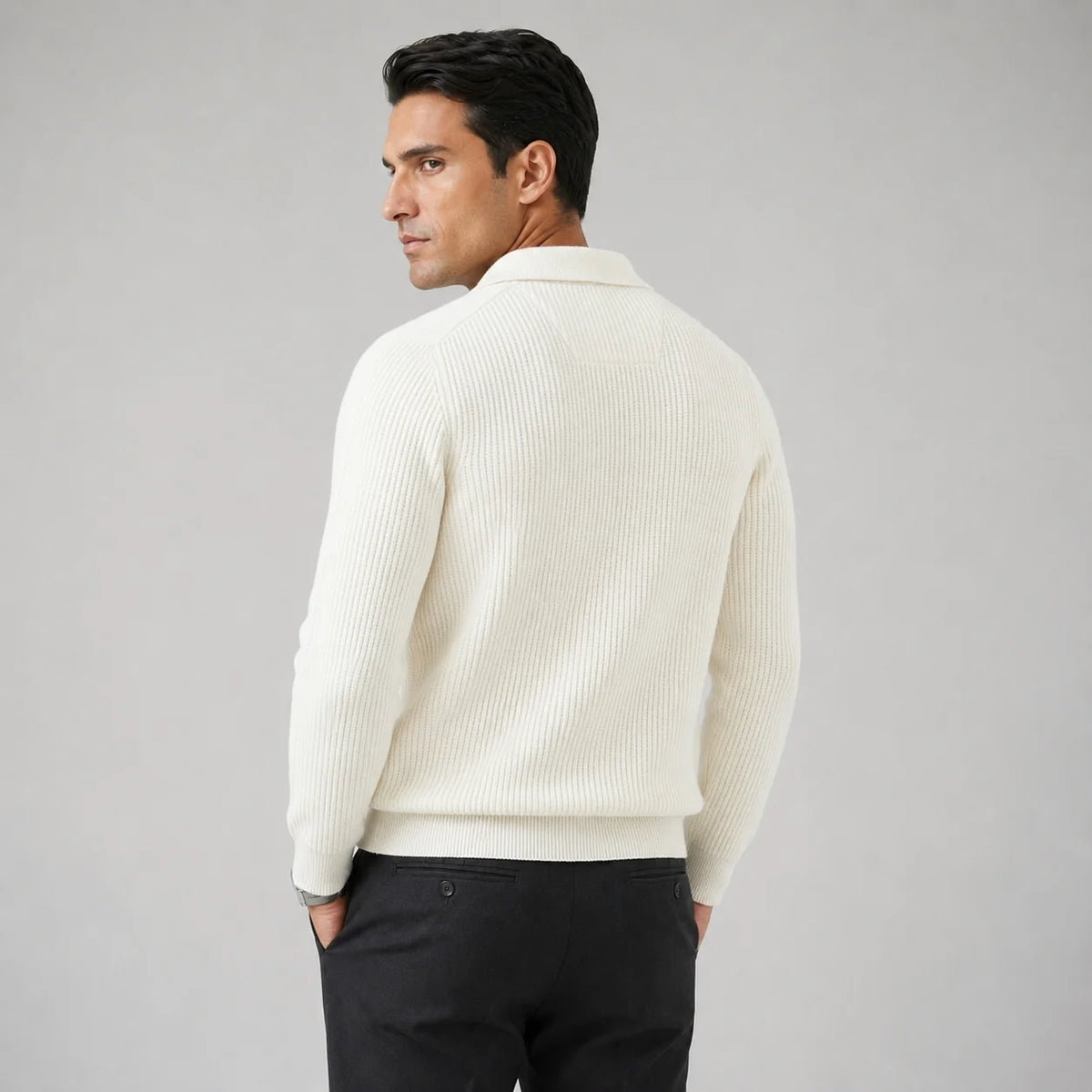 Herren Strickpullover mit Stehkragen und Reißverschluss