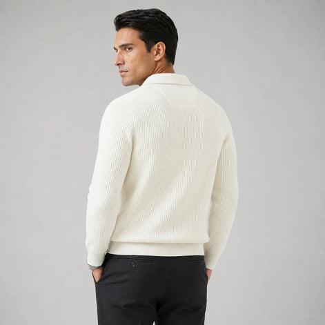 Herren Strickpullover mit Stehkragen und Reißverschluss