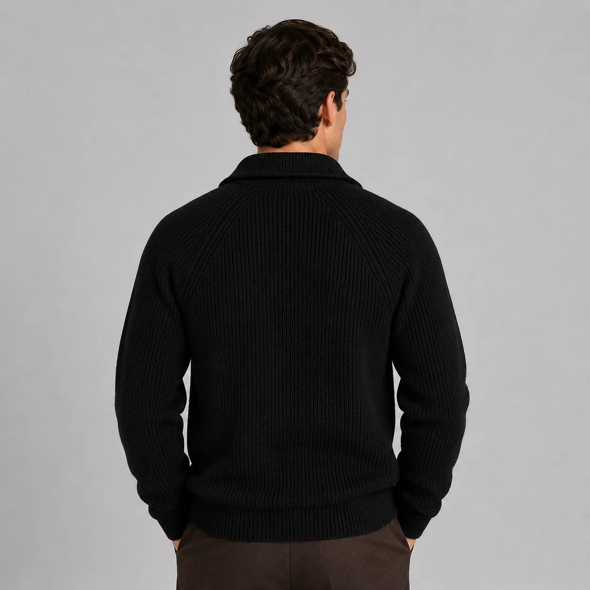 Herren Strickpullover mit Stehkragen und Reißverschluss