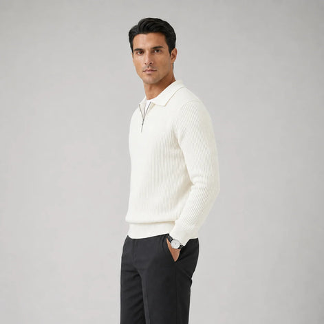 Herren Strickpullover mit Stehkragen und Reißverschluss