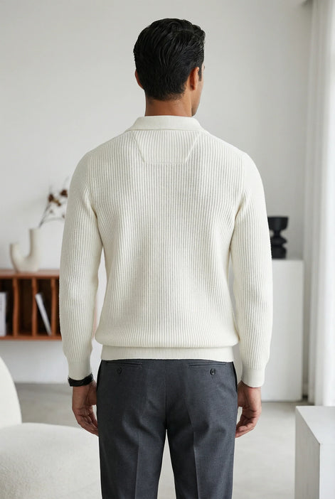 Herren Strickpullover mit Stehkragen und Reißverschluss