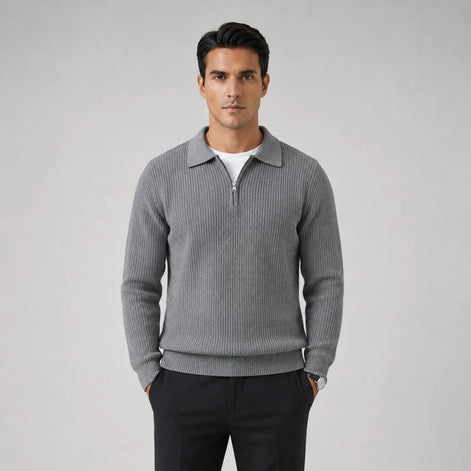 Herren Strickpullover mit Stehkragen und Reißverschluss