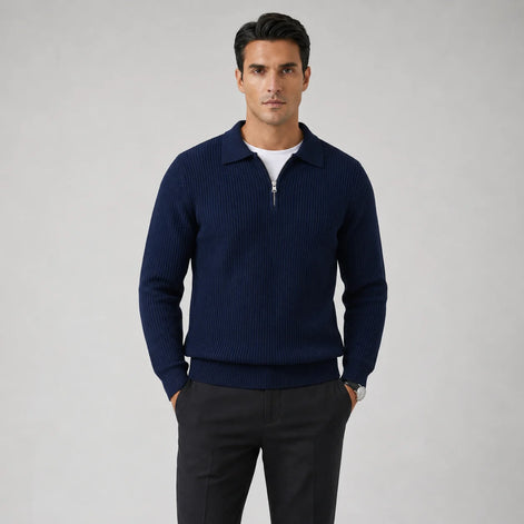 Herren Strickpullover mit Stehkragen und Reißverschluss