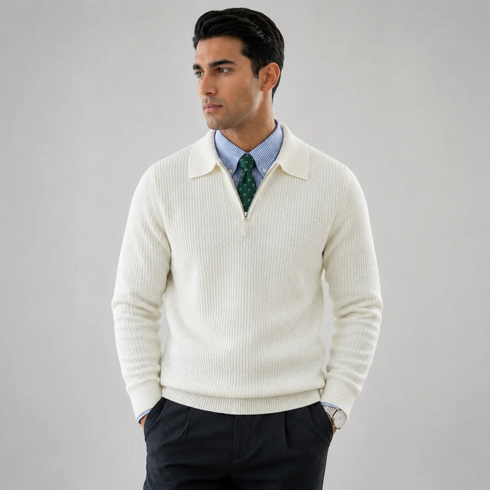 Herren Strickpullover mit Stehkragen und Reißverschluss