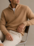 Herren Strickpullover mit Viertelreißverschluss und Stehkragen