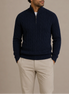Herren Strickpullover mit Zopfmuster und Stehkragen