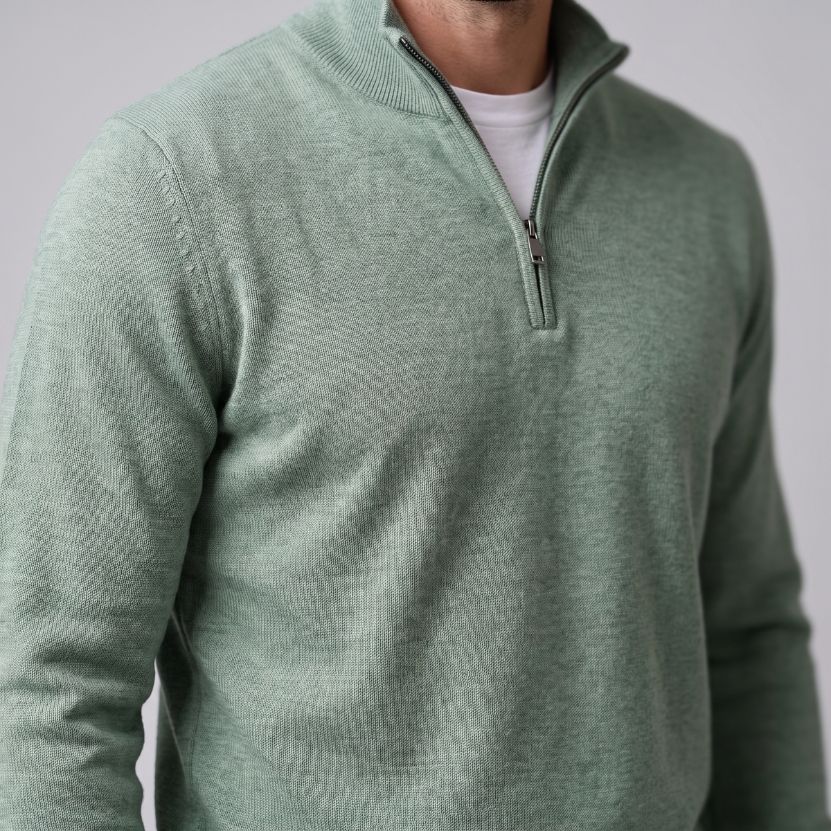 Herren Strickpullover mit kurzem Reissverschluss