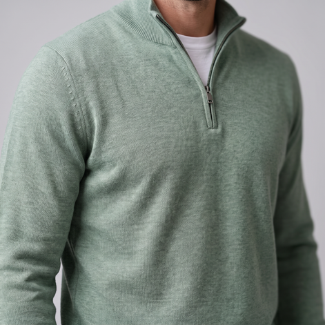 Herren Strickpullover mit kurzem Reissverschluss