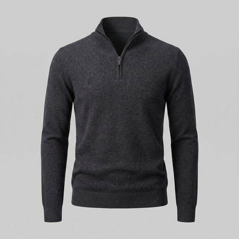 Herren Strickpullover mit kurzem Reissverschluss
