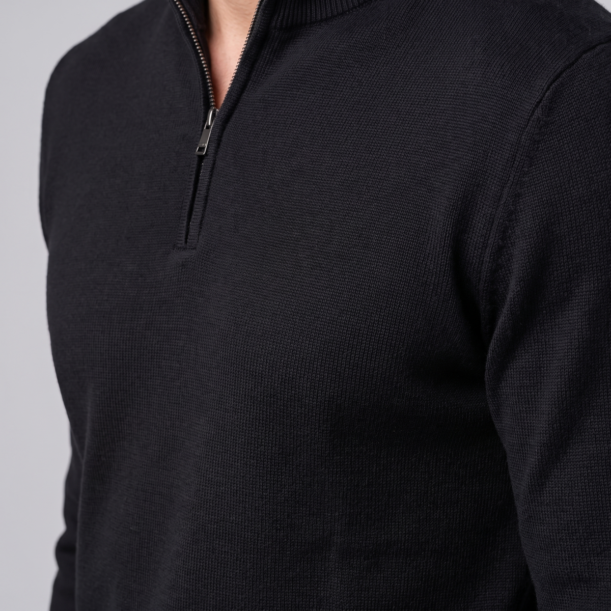 Herren Strickpullover mit kurzem Reissverschluss