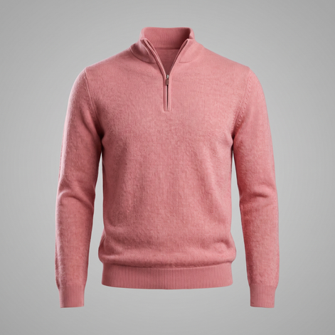 Herren Strickpullover mit kurzem Reissverschluss