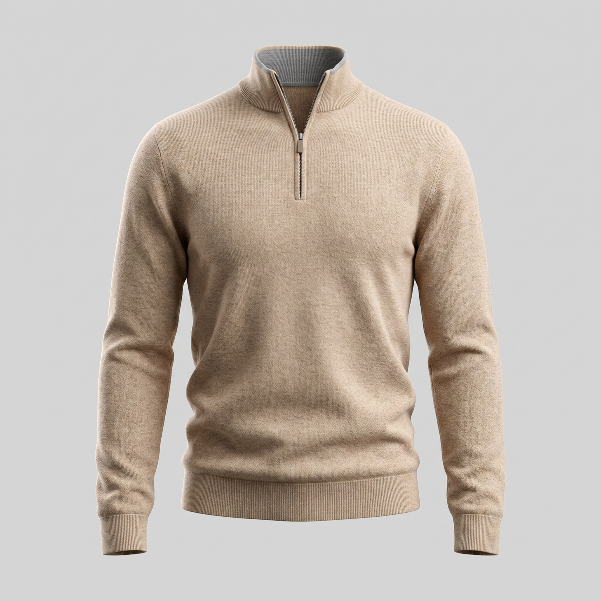 Herren Strickpullover mit kurzem Reissverschluss