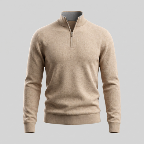 Herren Strickpullover mit kurzem Reissverschluss