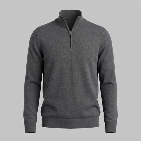 Herren Strickpullover mit kurzem Reissverschluss
