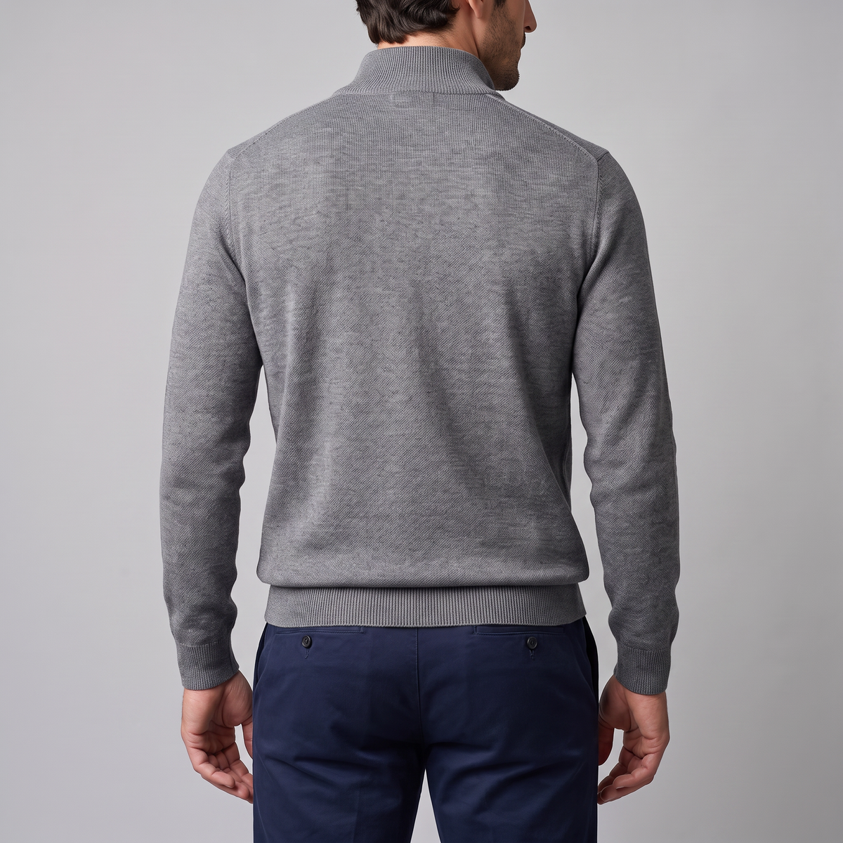 Herren Strickpullover mit kurzem Reissverschluss