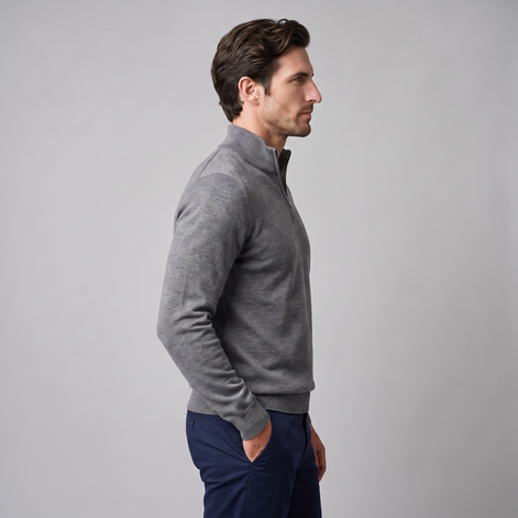 Herren Strickpullover mit kurzem Reissverschluss