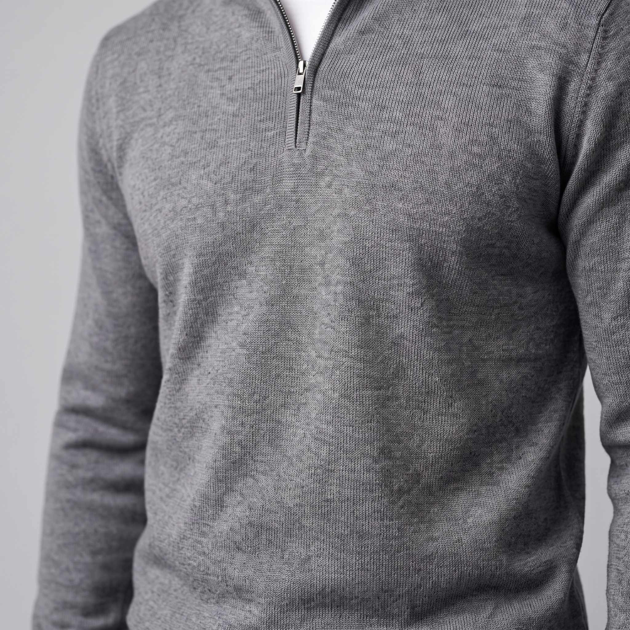 Herren Strickpullover mit kurzem Reissverschluss