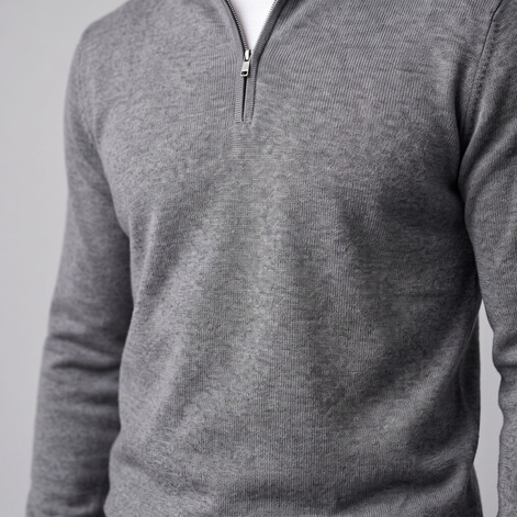 Herren Strickpullover mit kurzem Reissverschluss