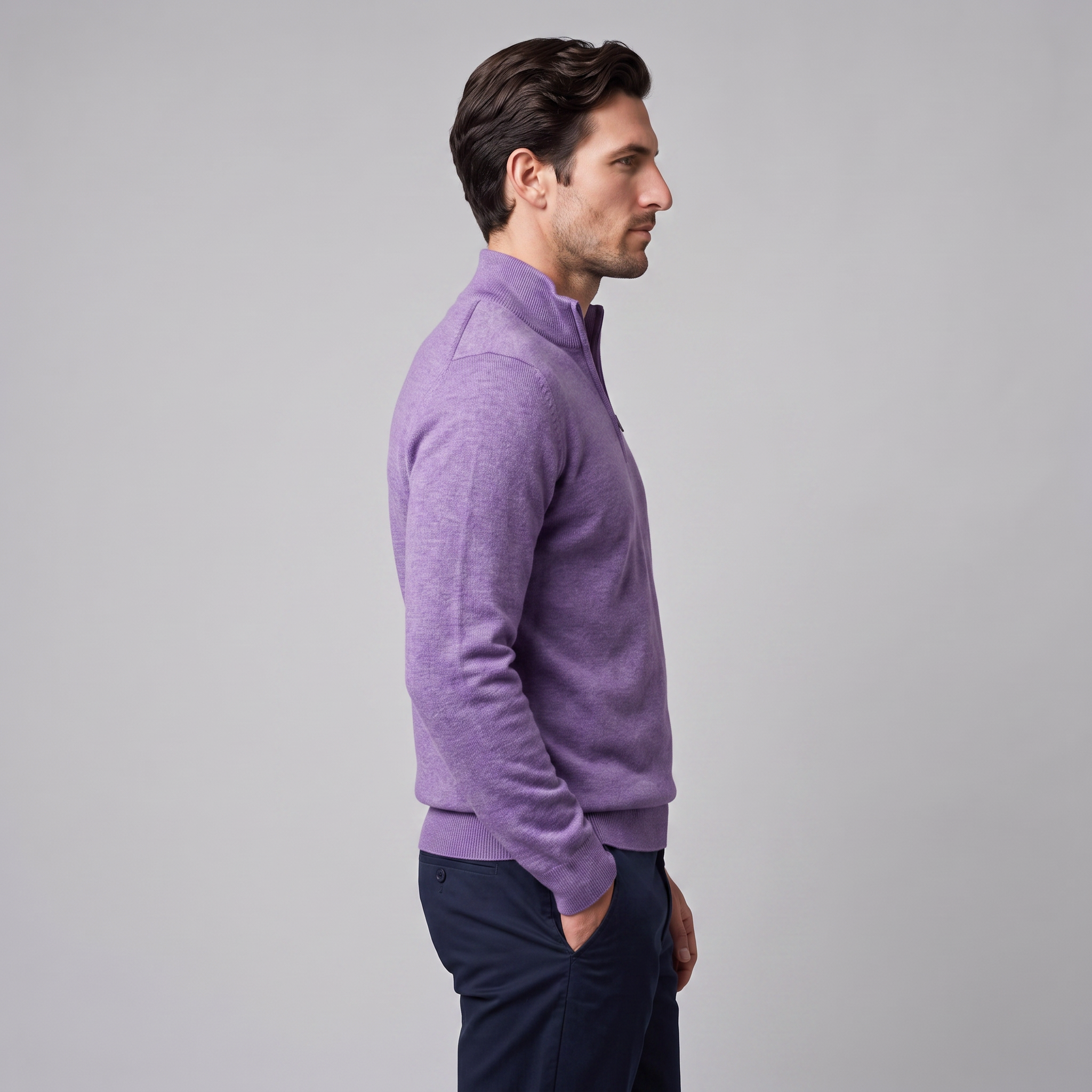 Herren Strickpullover mit kurzem Reissverschluss