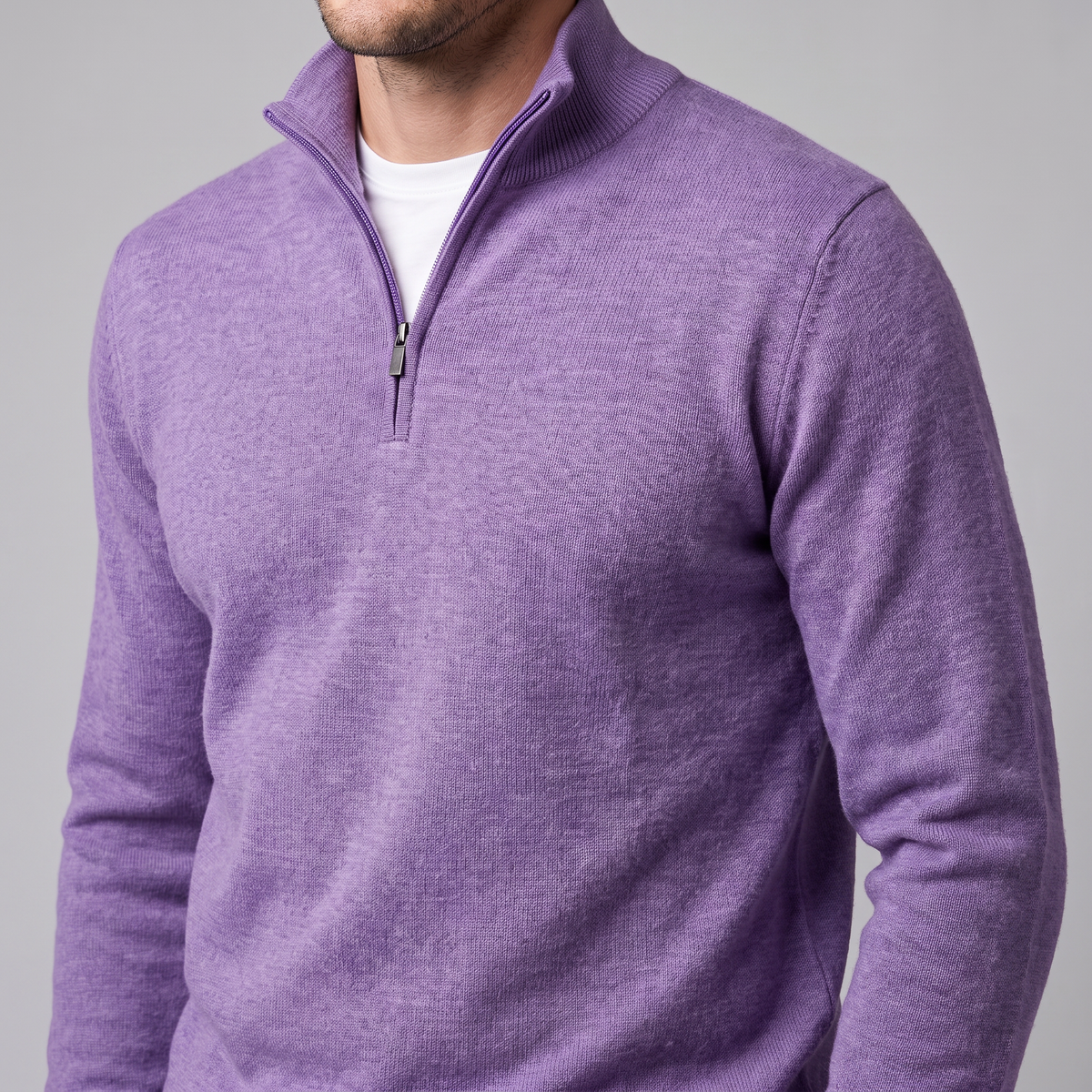 Herren Strickpullover mit kurzem Reissverschluss