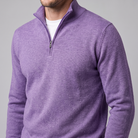 Herren Strickpullover mit kurzem Reissverschluss