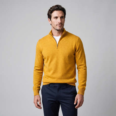 Herren Strickpullover mit kurzem Reissverschluss