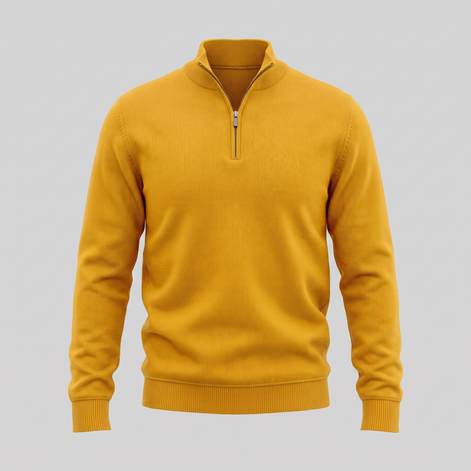 Herren Strickpullover mit kurzem Reissverschluss