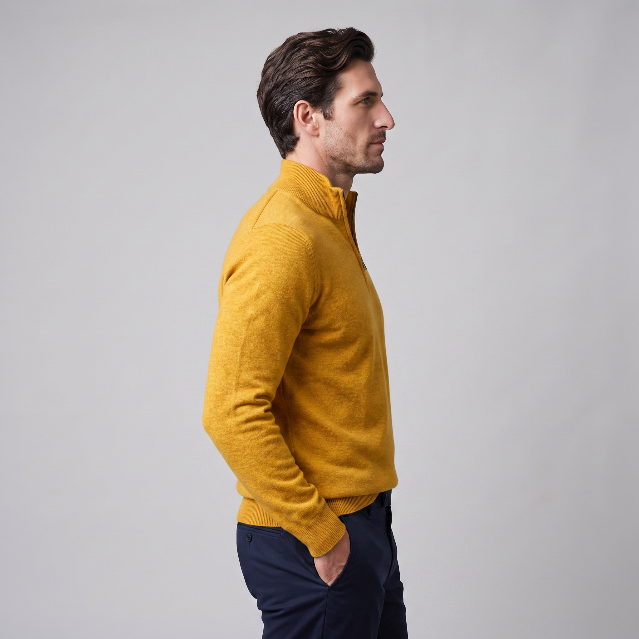 Herren Strickpullover mit kurzem Reissverschluss