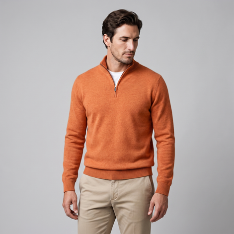 Herren Strickpullover mit kurzem Reissverschluss