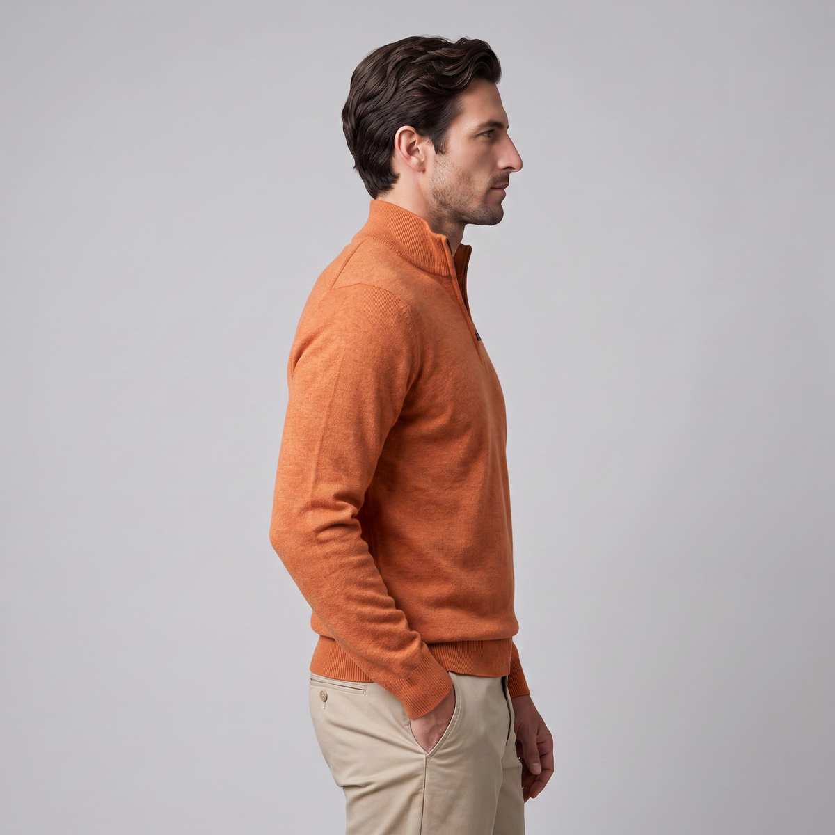 Herren Strickpullover mit kurzem Reissverschluss