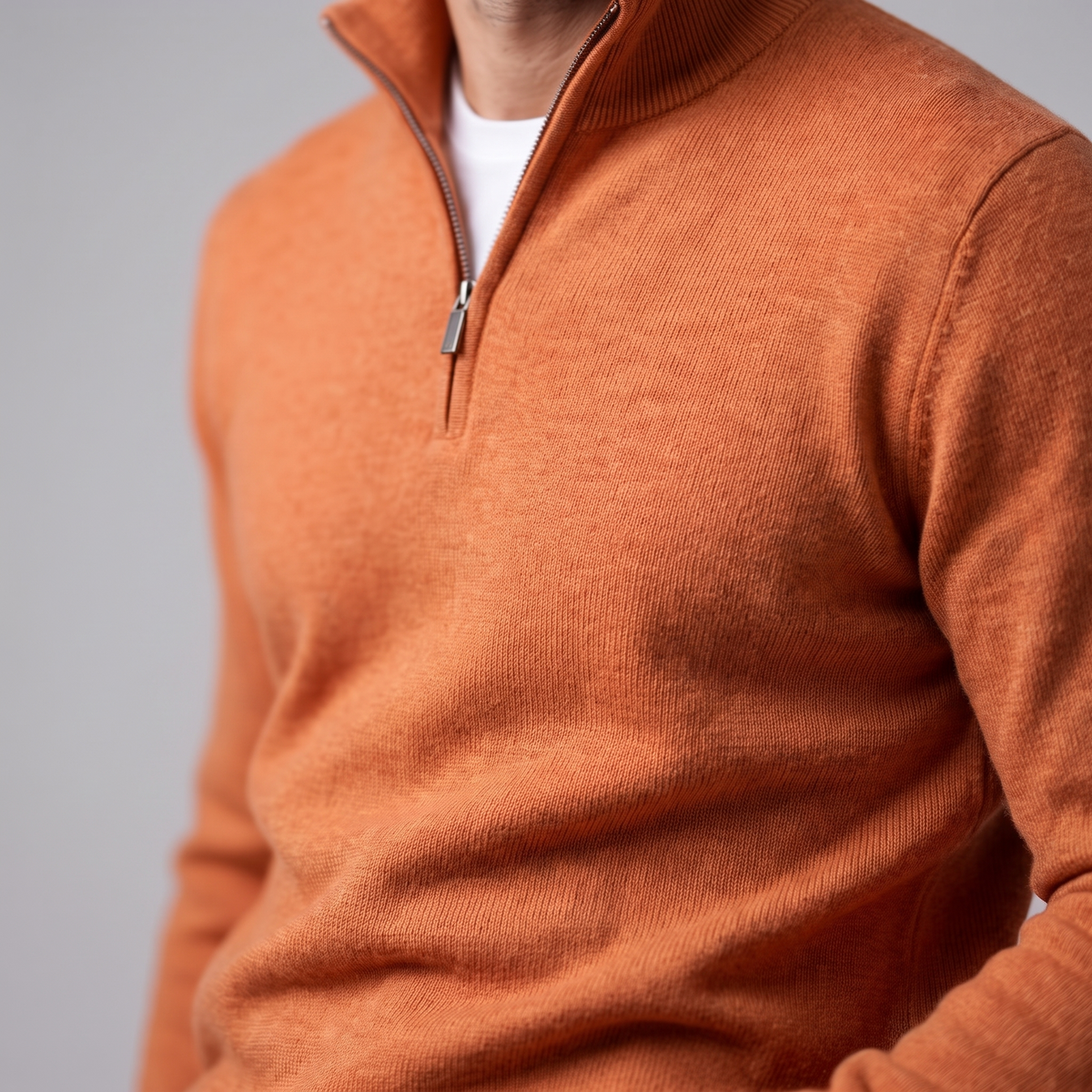 Herren Strickpullover mit kurzem Reissverschluss