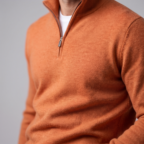 Herren Strickpullover mit kurzem Reissverschluss