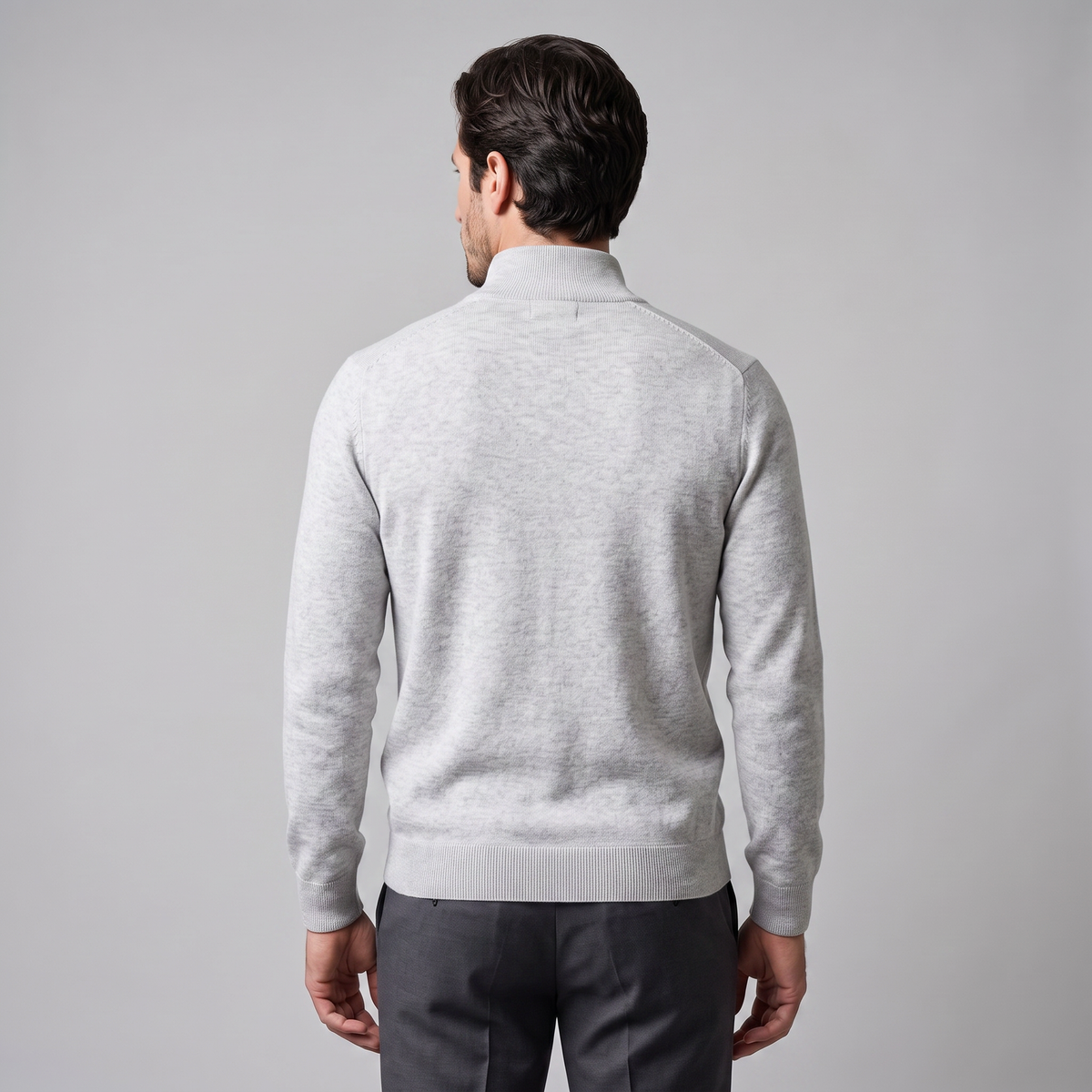 Herren Strickpullover mit kurzem Reissverschluss