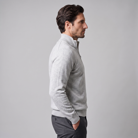 Herren Strickpullover mit kurzem Reissverschluss