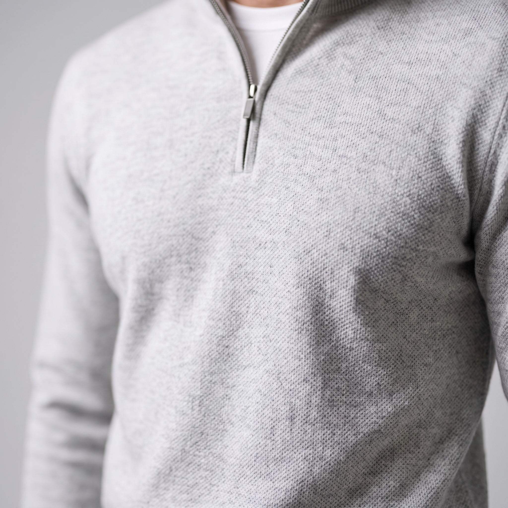 Herren Strickpullover mit kurzem Reissverschluss