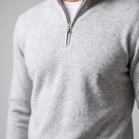 Herren Strickpullover mit kurzem Reissverschluss