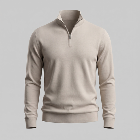 Herren Strickpullover mit kurzem Reissverschluss