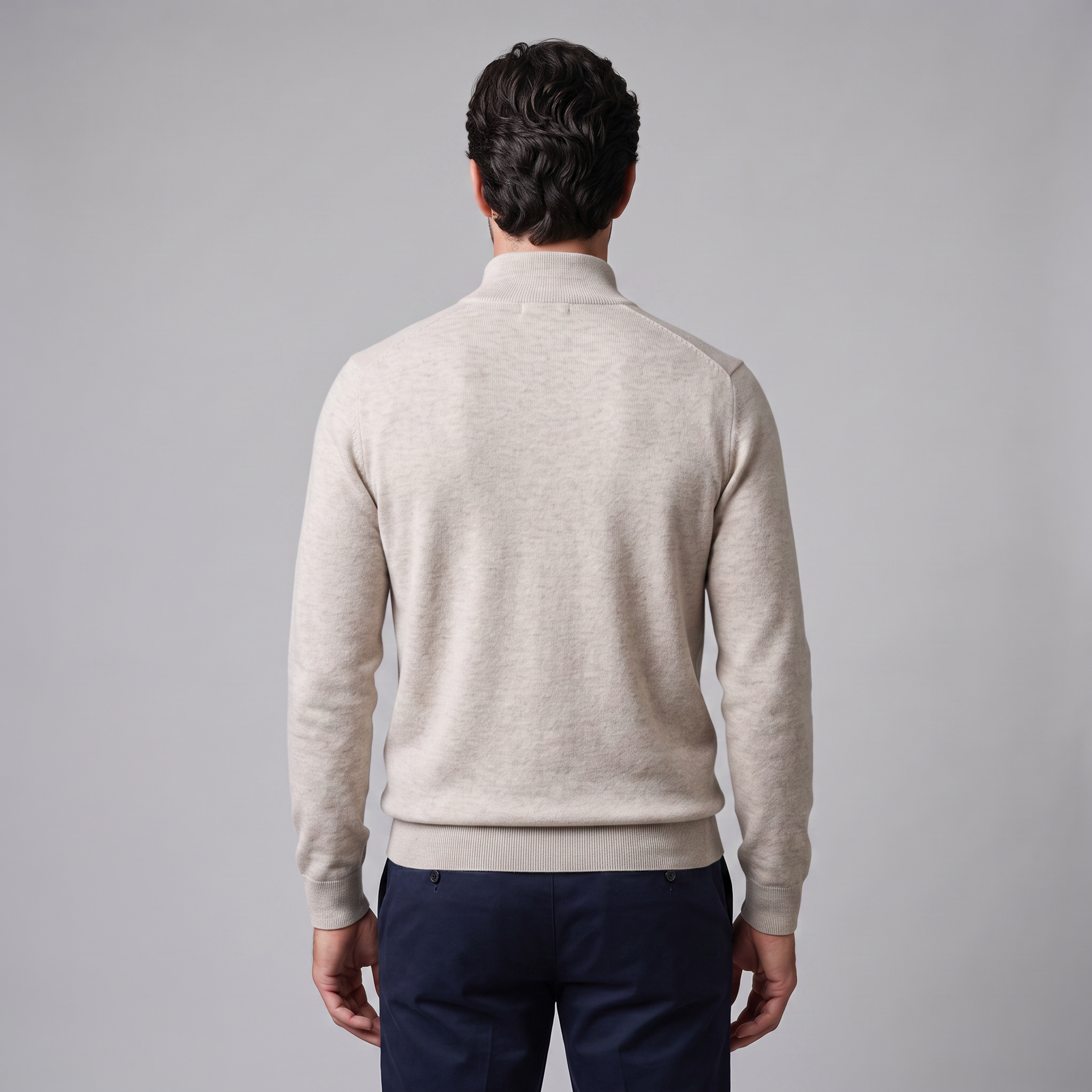 Herren Strickpullover mit kurzem Reissverschluss