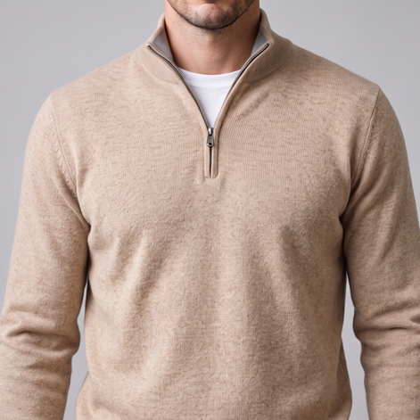 Herren Strickpullover mit kurzem Reissverschluss