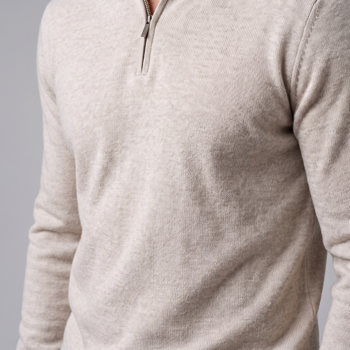Herren Strickpullover mit kurzem Reissverschluss