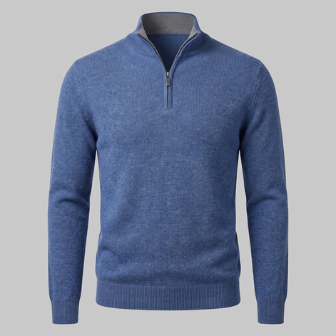 Herren Strickpullover mit kurzem Reissverschluss